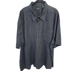 Mondo di Marco Linen Button Up Shirt Short Sleeve Relaxed Fit Black Plus Men 4XB